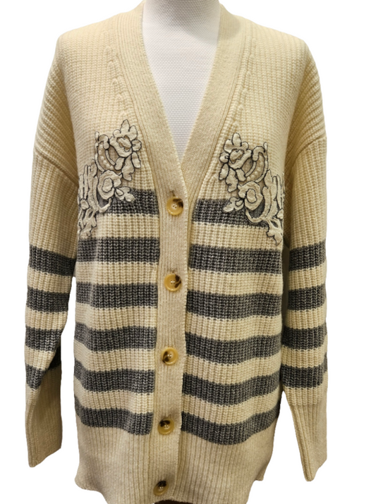 Cardigan righe lana e pizzo Ermanno Firenze by Scervino 