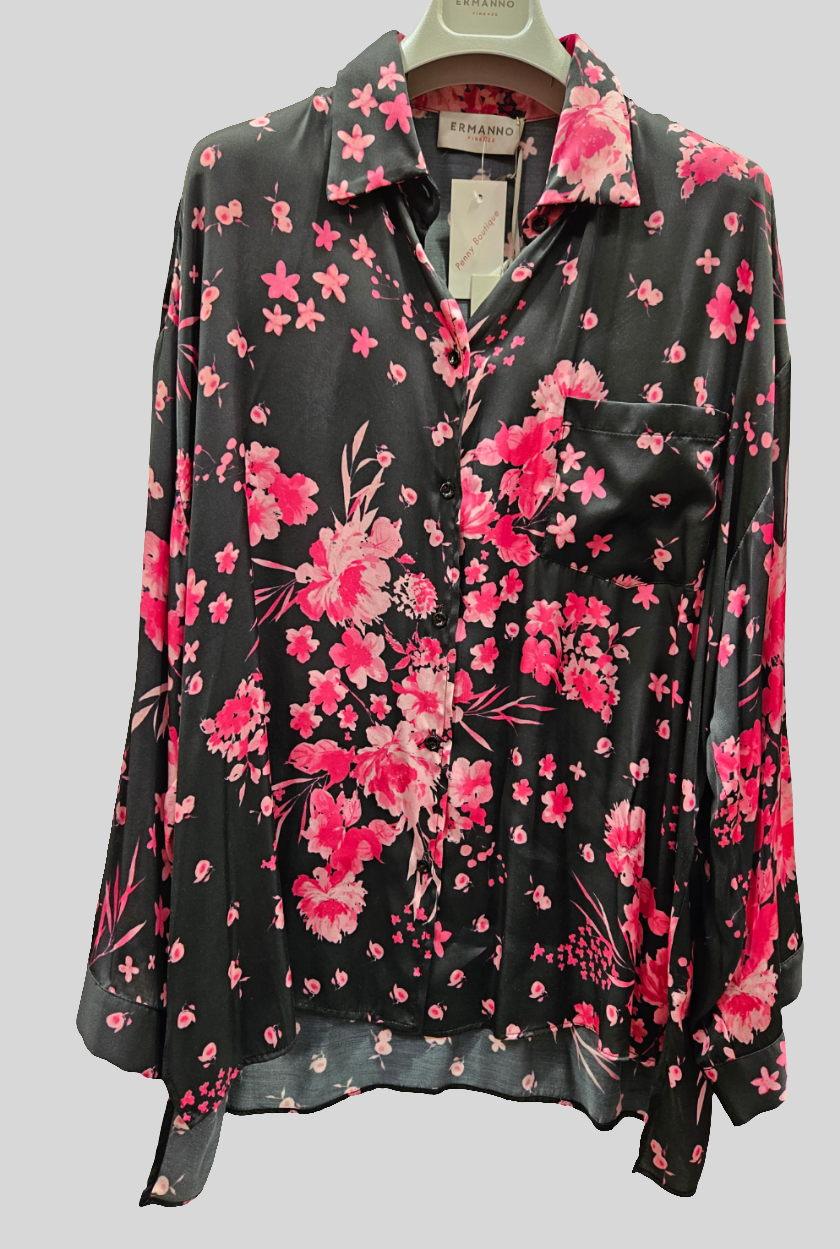 Camicia Ermanno Firenze floreale rosa